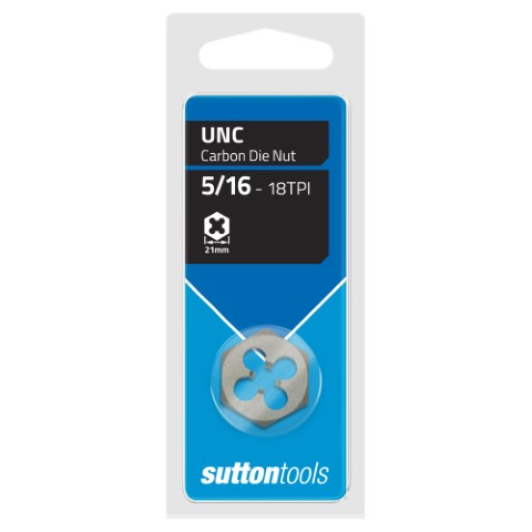 DIE NUT CARDED CHROME UNC 1 INCH - SUTTON 